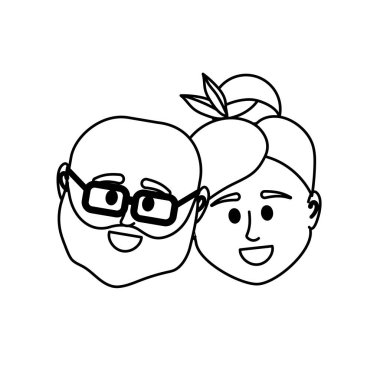 satır çift kafa ile birlikte saç modeli tasarım illüstrasyon vektör