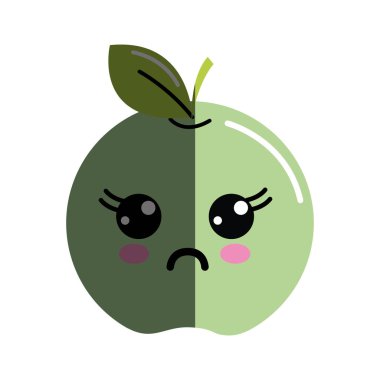 Kawaii sevimli sürpriz elma meyve, vektör çizim