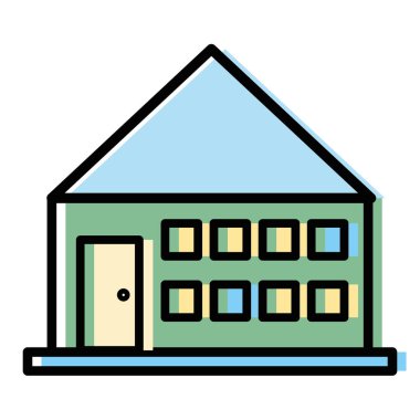 evin çatısı ve windows kapı vektör çizim ile