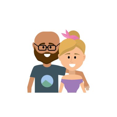 Çift birlikte rahat kıyafetler vektör çizim tasarım