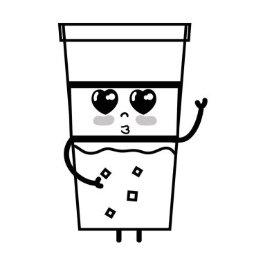 satır kawaii şirin ihale içki içecek vektör çizim