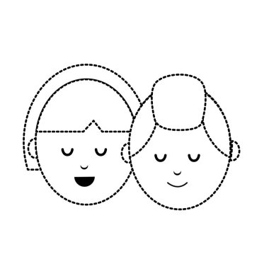Şekil sosyal clouple kafa saç modeli tasarım vektör çizim ile noktalı