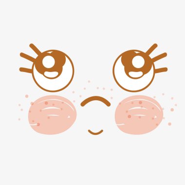 Kawaii düşünme yüz göz ve yanak, vektör llustration tasarımı