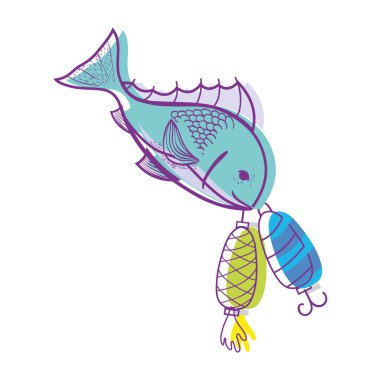 spinner nesne vektör çizim yakalamak için bitting balık