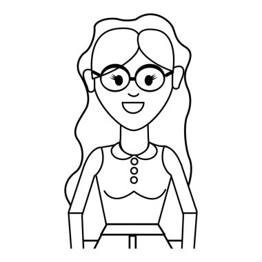 güzel kadın gözlük ve bluz bez, vektör çizim ile satır