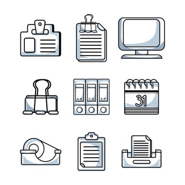 Office aracı şirket bilgileri rapor vektör çizim için ayarla