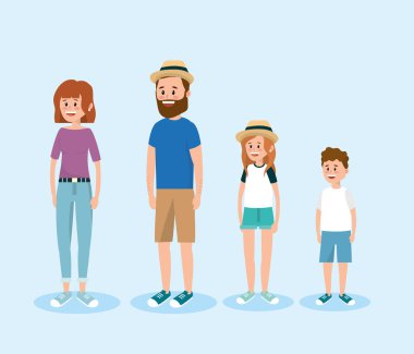 mutlu aile insanlar vektör çizim ayarla