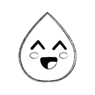 siluet kawaii güzel mutlu damla su, vektör çizim tasarım