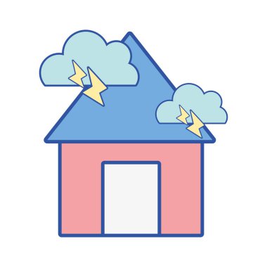 bulutlar ve gök gürültüsü doğal hava vektör çizim ile ev