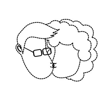 noktalı şekil avatar çift yüz saç modeli tasarım vektör çizim ile öpüşme