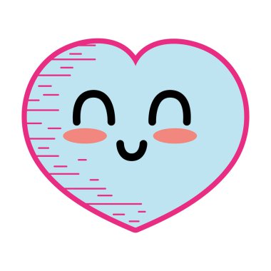Kawaii şirin mutlu kalp aşk vektör çizim