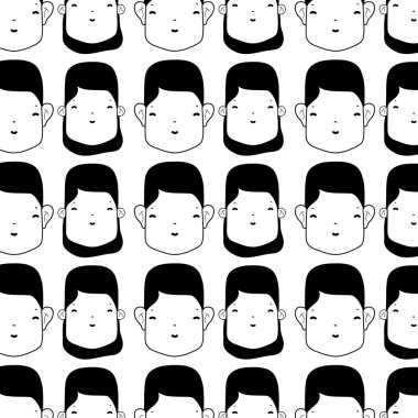 kadın ve erkek yüzlerini arka plan tasarım vektör çizim