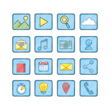 Smartphone teknoloji medya simge vektör çizim ayarla