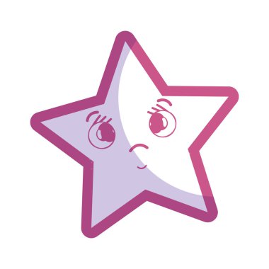 siluet kawaii şaşırmış ve sevimli yıldızı tasarlamak vektör çizim