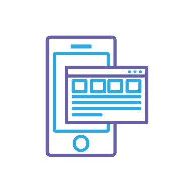 siluet smartphone ile iş dijital belge vektör çizim