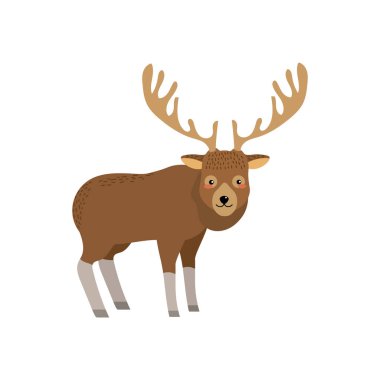 sevimli geyik vahşi hayvan simge vektör çizim