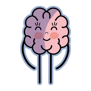 simge çok güzel kawaii beyin ifade, vektör çizim