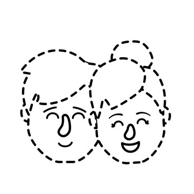 Şekil avatar çift kafa saç modeli tasarım vektör çizim ile noktalı