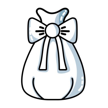 çizgi Noel Baba çanta robbon tasarım vektör çizim ile