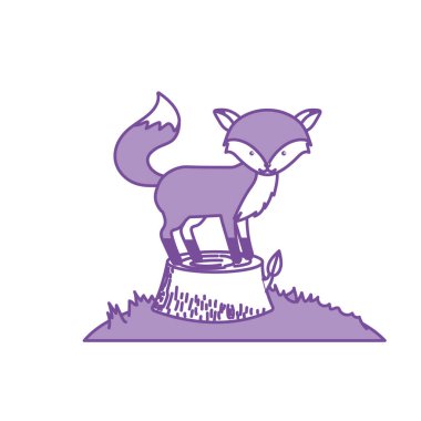 Havaalanı ahşap ağaç vektör çizim kontur şirin fox hayvan