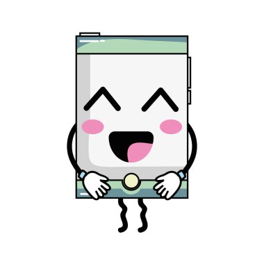 Kawaii şirin mutlu smartphone teknoloji vektör çizim