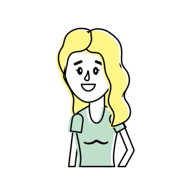 kadın saç modeli ve bluz tasarım vektör çizim ile