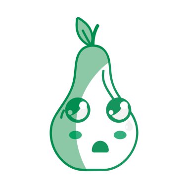 siluet kawaii sevimli sürpriz armut meyve, vektör çizim