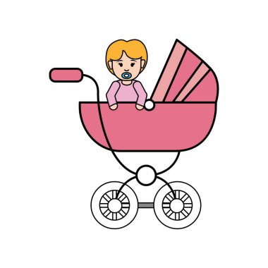 kız bebek arabası kutsal kişilerin resmi, vektör tasarım görüntü illüstrasyon içinde