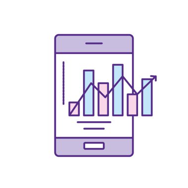 Diyagram vektör çizim bar istatistikleri ile Smartphone teknoloji