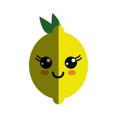 Kawaii güzel mutlu limon simgesi, vektör çizim