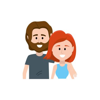 Çift birlikte rahat kıyafetler vektör çizim tasarım