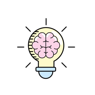 beynin içinde yaratıcı tasarım vektör çizim için ampul