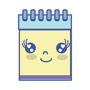 Kawaii şirin mutlu defter araç vektör çizim