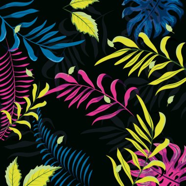 Çiçek desenli siyah arka plan vektör çizim grafik dsign üzerinde