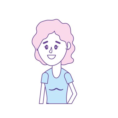 kadın saç modeli ve bluz tasarım vektör çizim ile