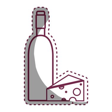 lezzetli peynir, vektör çizim tasarım etiket şarap şişe