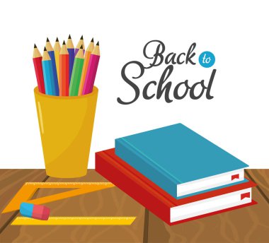 kitap ve kare cetvel vektör çizim kalem renklerle