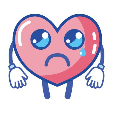 Kawaii şirin ağlayan kalp kolları ve bacakları ile vektör çizim