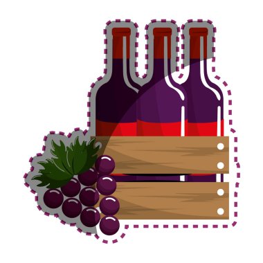 etiket şarap ve üzüm kutsal kişilerin resmi, vektör çizim tasarım şişe