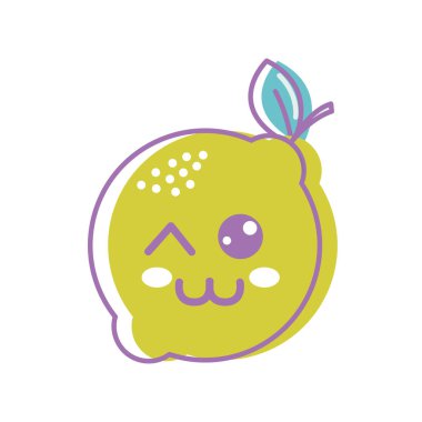 Kawaii güzel komik limon simgesi, vektör çizim