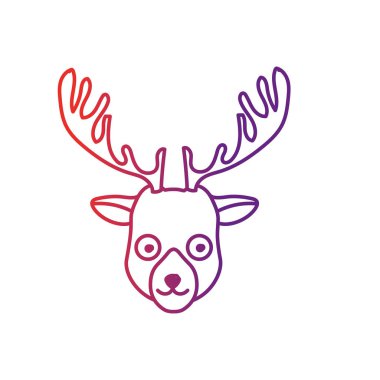 vahşi hayvan vektör çizim satırı sevimli geyik baş