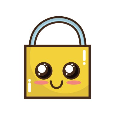 Kawaii şirin mutlu asma kilit öğesi vektör çizim