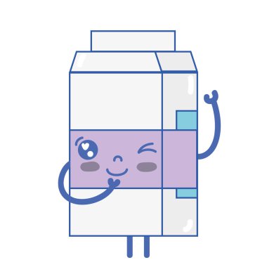 Kawaii şirin komik süt kutusu vektör çizim