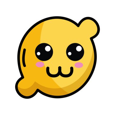 Kawaii şirin mutlu limon meyve, vektör çizim