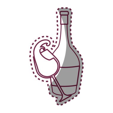 etiket satırı cam sıçramasına ve şarap kutsal kişilerin resmi, vektör çizim tasarım şişe