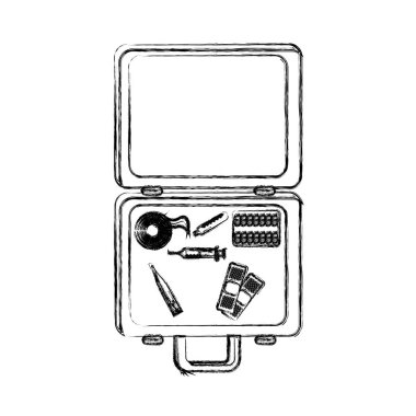 kontur ilk yardım kiti acil, vektör çizim