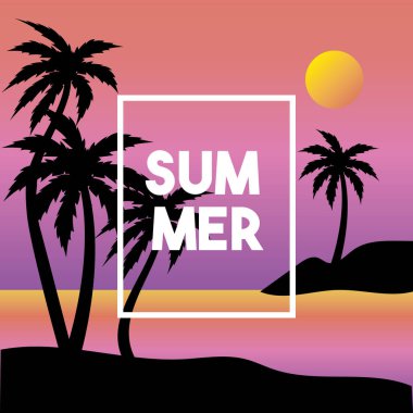 sümer tatil Adası palmiye ağaçları ile vektör çizim