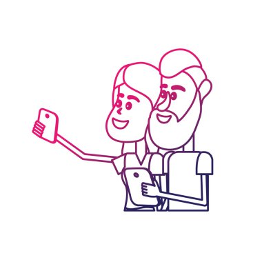 saç modeli ve el vektör çizim içinde smartphone ile güzellik çift hat