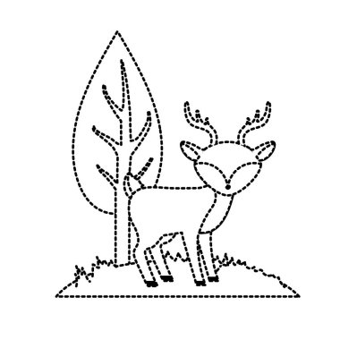 noktalı şekil sevimli geyik vahşi hayvan yanında ağaç vektör çizim