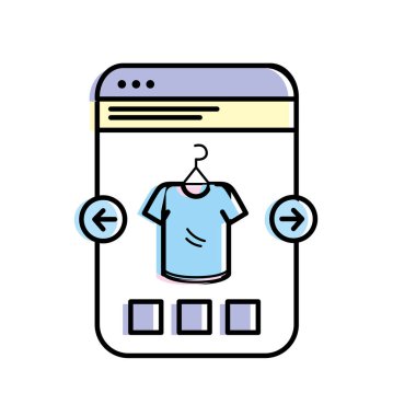 smartphone Web sitesi giyim online alışveriş illüstrasyon vektör